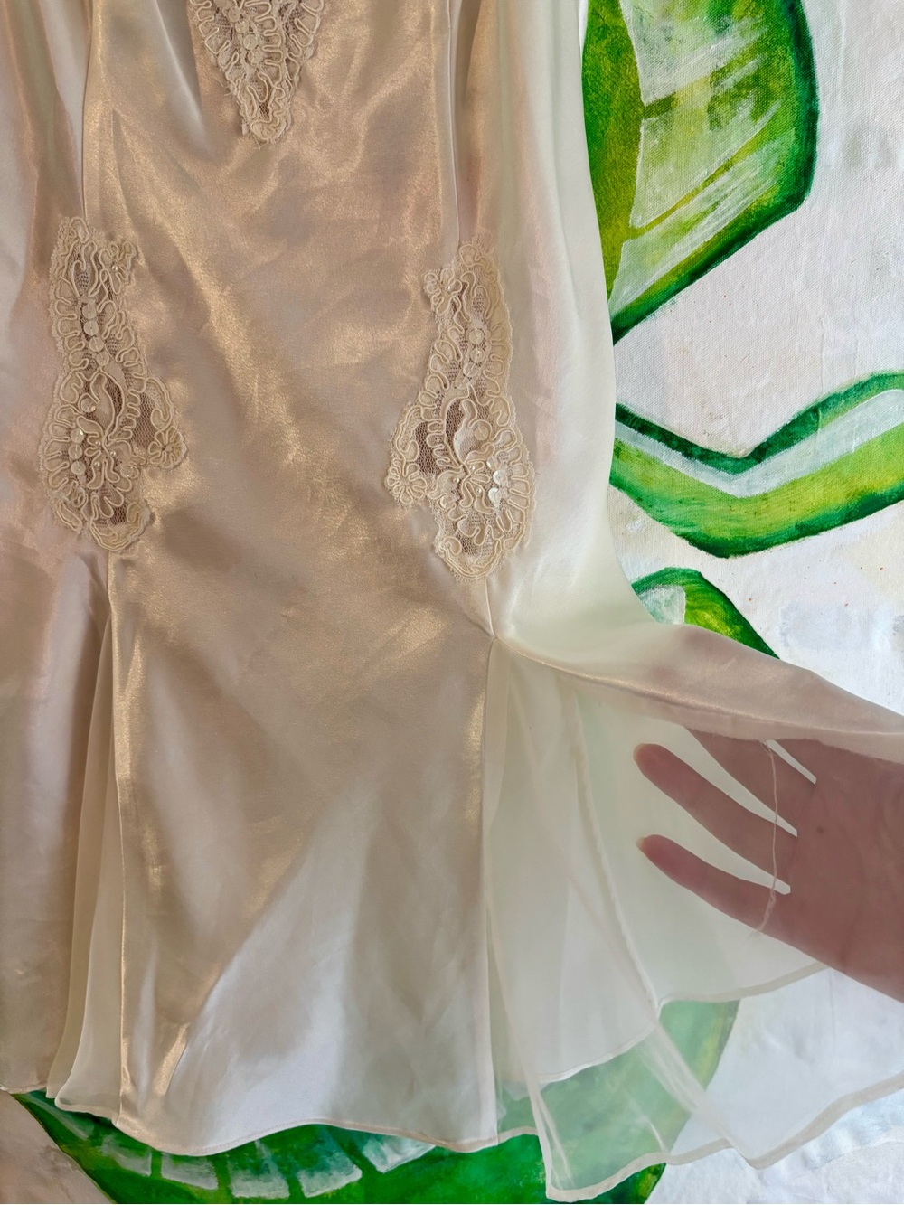 y2k Victoria's Secret Ivory Lace-Trim Silk Chemise - Picture 3 of 5
